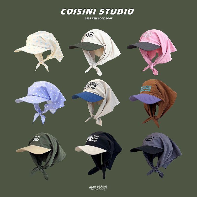 힙합두건 반다나 모자 헤드밴드 남녀공용 롱테일 혼합색 패디드 캡 베이지 프리사이즈 - 상세 이미지 2