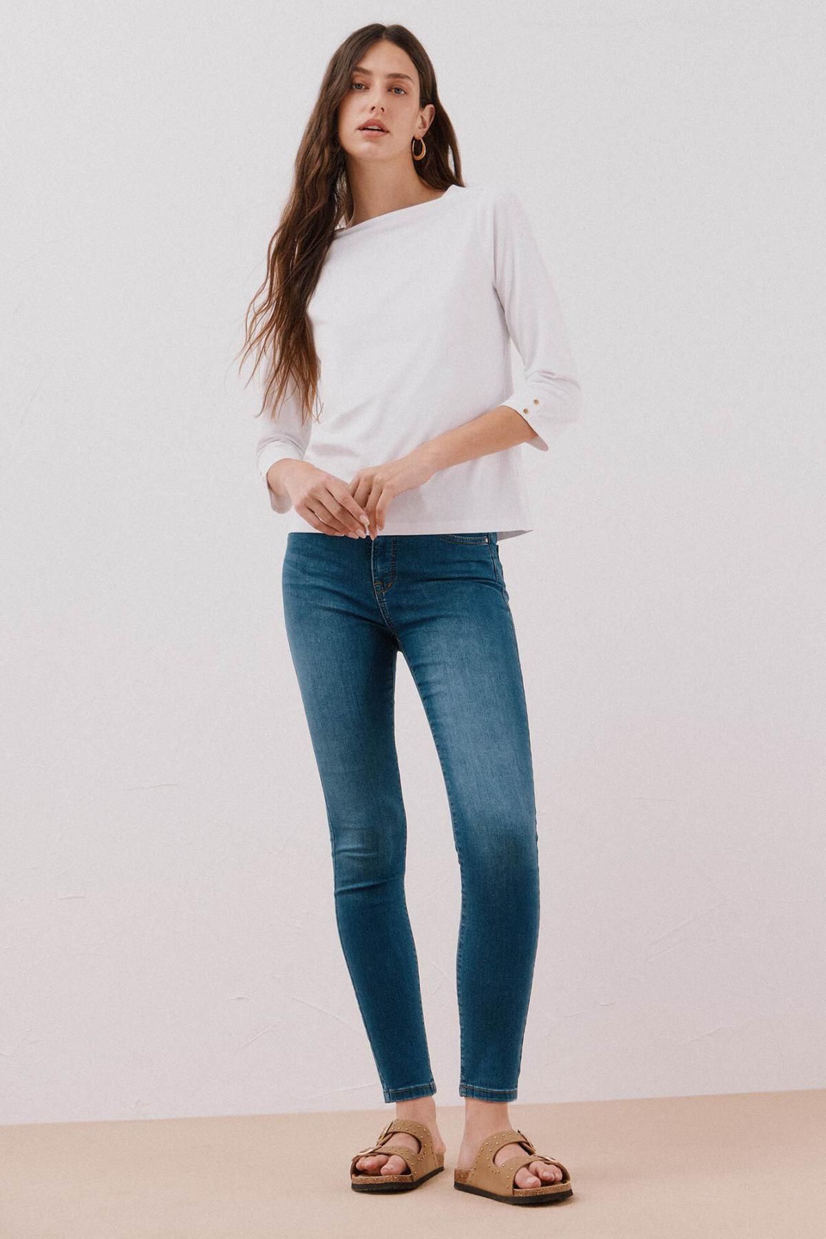 꼬르떼피엘 미니멀 베이직 코튼 보트넥 7부 티셔츠 6322483 BLANCO - 상세 이미지 2
