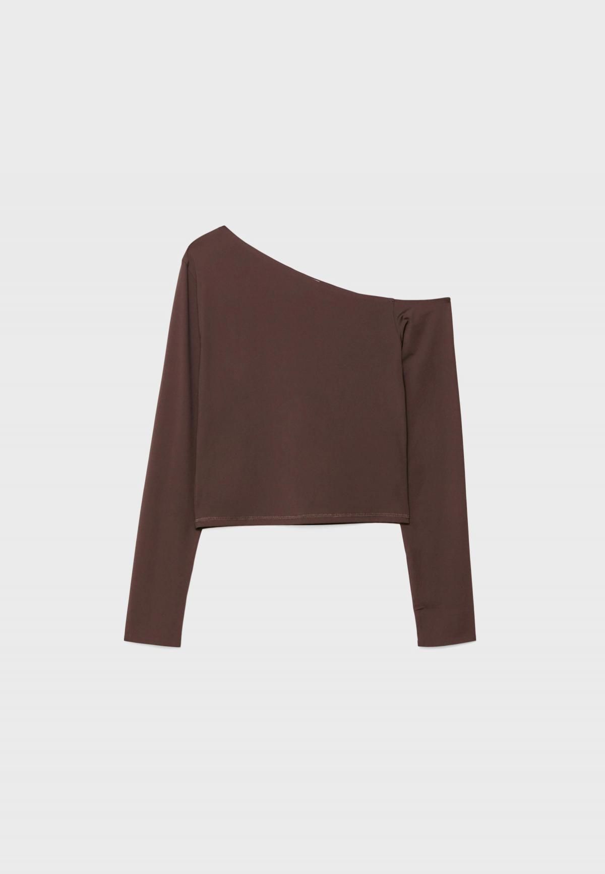 스트라디바리우스 비대칭 숄더 폴리아미드 긴팔 티셔츠 8688/727 BROWN - 상품 이미지