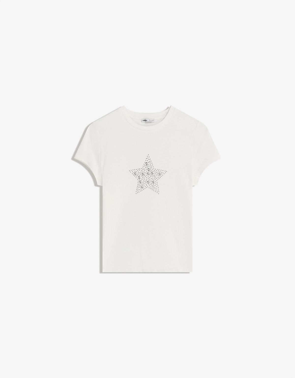버쉬카 화이트 스터드 반팔 티셔츠 7816/187 OFF WHITE - 상품 이미지