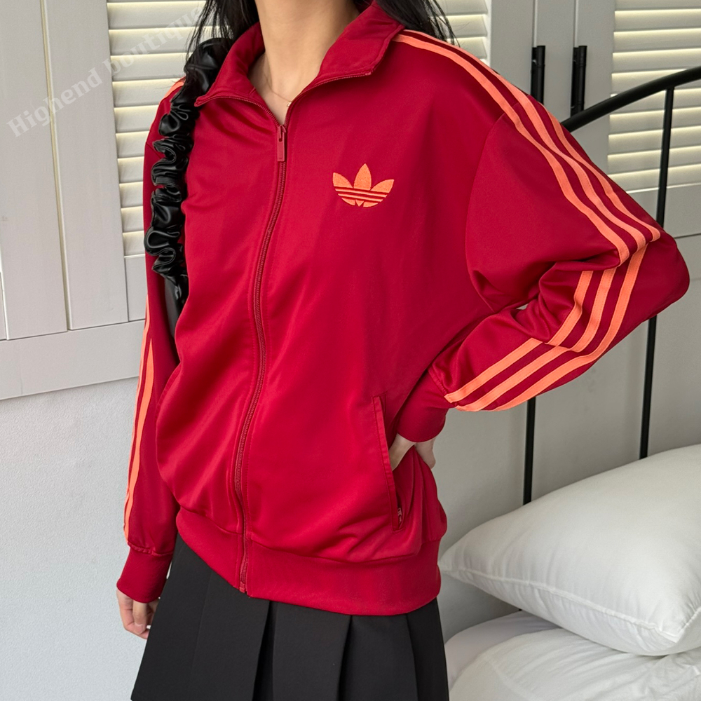 아디다스 져지 저지 트레이닝복 트레이닝 셋업 츄리닝 세트 레드 오렌지, M - 상세 이미지 4