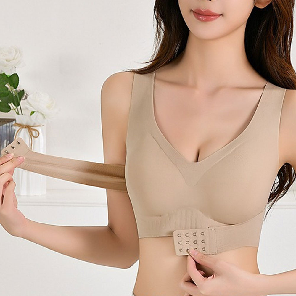 자세 교정 심리스 처진가슴브라 큰 벌어진 새 모아주는 앞후크브라렛 - 상세 이미지 3