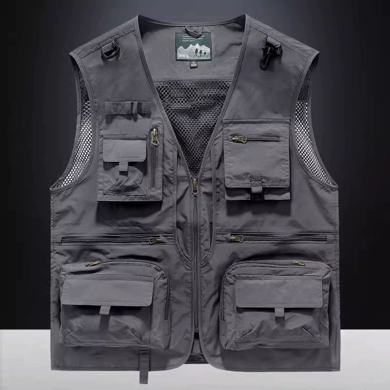 작업 조끼 포켓 멀티 촬영 공구 지퍼 레저 사진 다용도 군녹 S47.5kg-52.5kg - 상세 이미지 3
