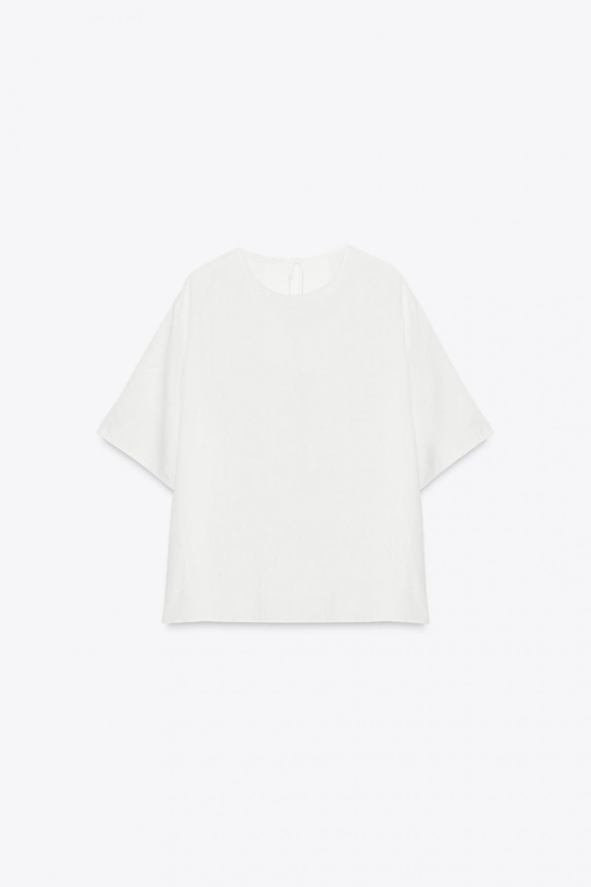 자라 프리미엄 린넨 라운드넥 반팔 티셔츠 8463/329 WHITE - 메인 이미지