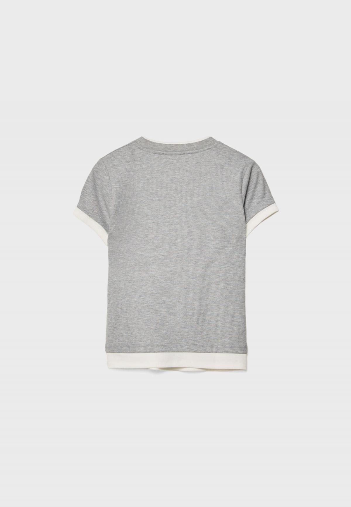 스트라디바리우스 레이어드 테크니컬 라운드넥 반팔 티셔츠 6645/893 GREY MELANGE - 상세 이미지 2