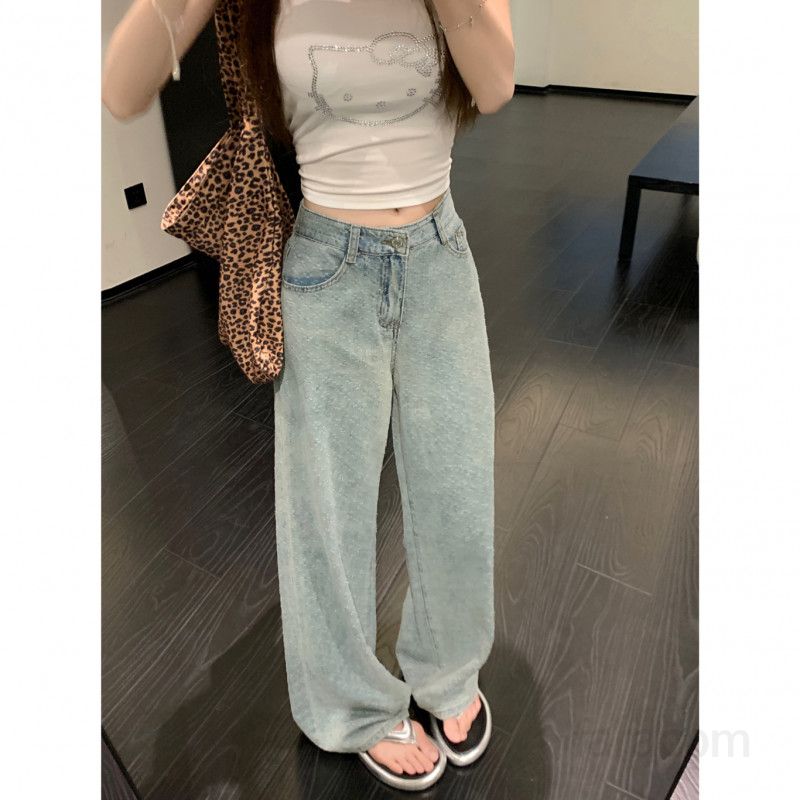 여성 와이드 데님 팬츠 레트로 워시드 스트레이트 핏 여름용 캐주얼바지 루즈한 스타일 편안한 착용감 데일리 외출용 모던한 디자인 청바지 - 상세 이미지 5