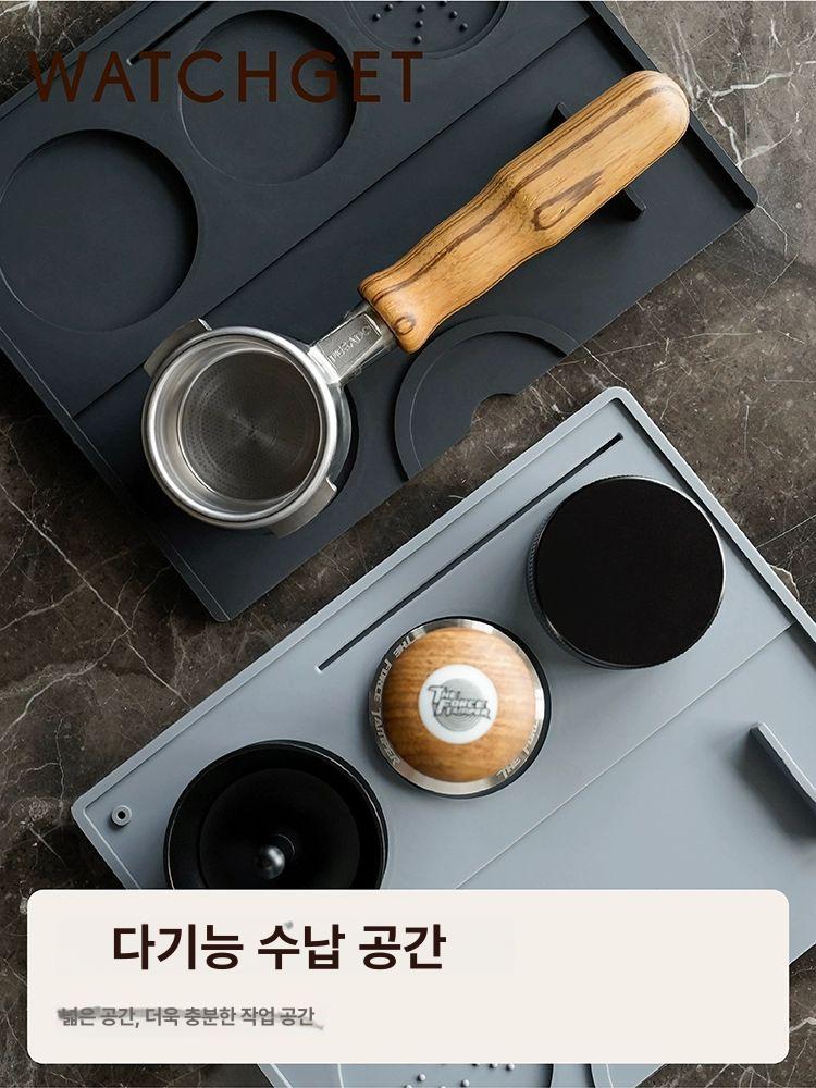 58mm 우드 탬핑 스테이션 커피 받침대 포터필터 블랙 - 상세 이미지 2