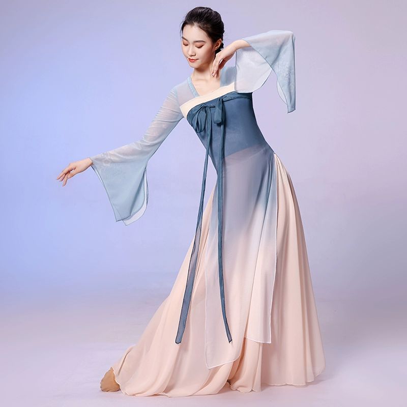 워십복 공연복 무용 라인댄스 치마 우아한 의상 산해블루 상의 L - 상세 이미지 4