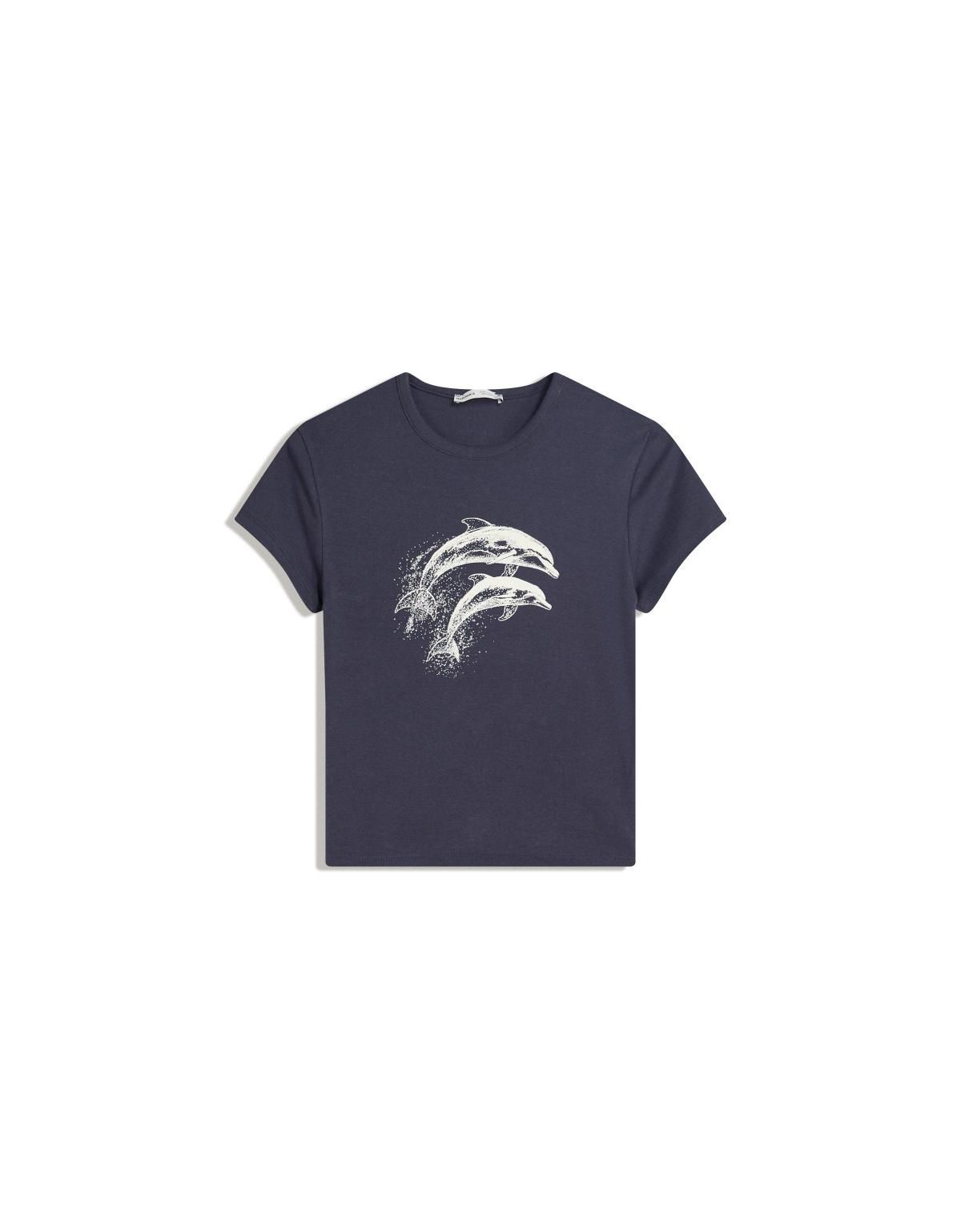 버쉬카 프린트 그래픽 반팔 티셔츠 7801/152 DARK BLUE - 상품 이미지