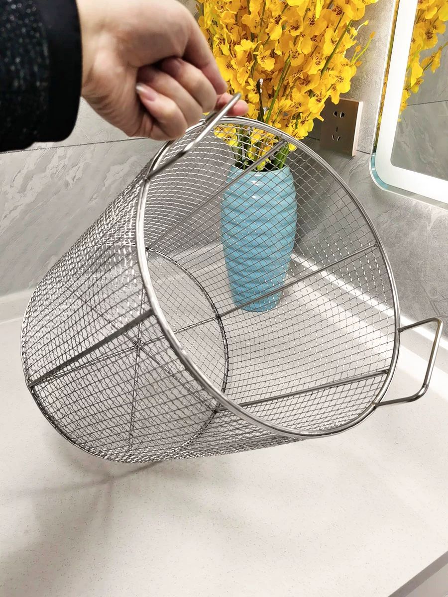스테인레스 메쉬 바구니 필터 버킷 와이어 망 직경40cm 높이30cm 구멍12mm - 메인 이미지