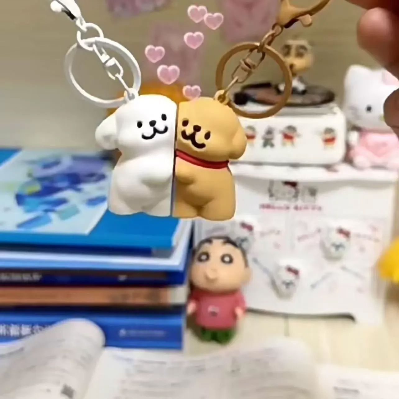 커플 곰돌이 강아지 자석 마그네틱 키링 키홀더 열쇠고리 가방 백 참 꾸미기 쓸데없는 친구 우정 선물 커플템 우정템 - 상품 이미지