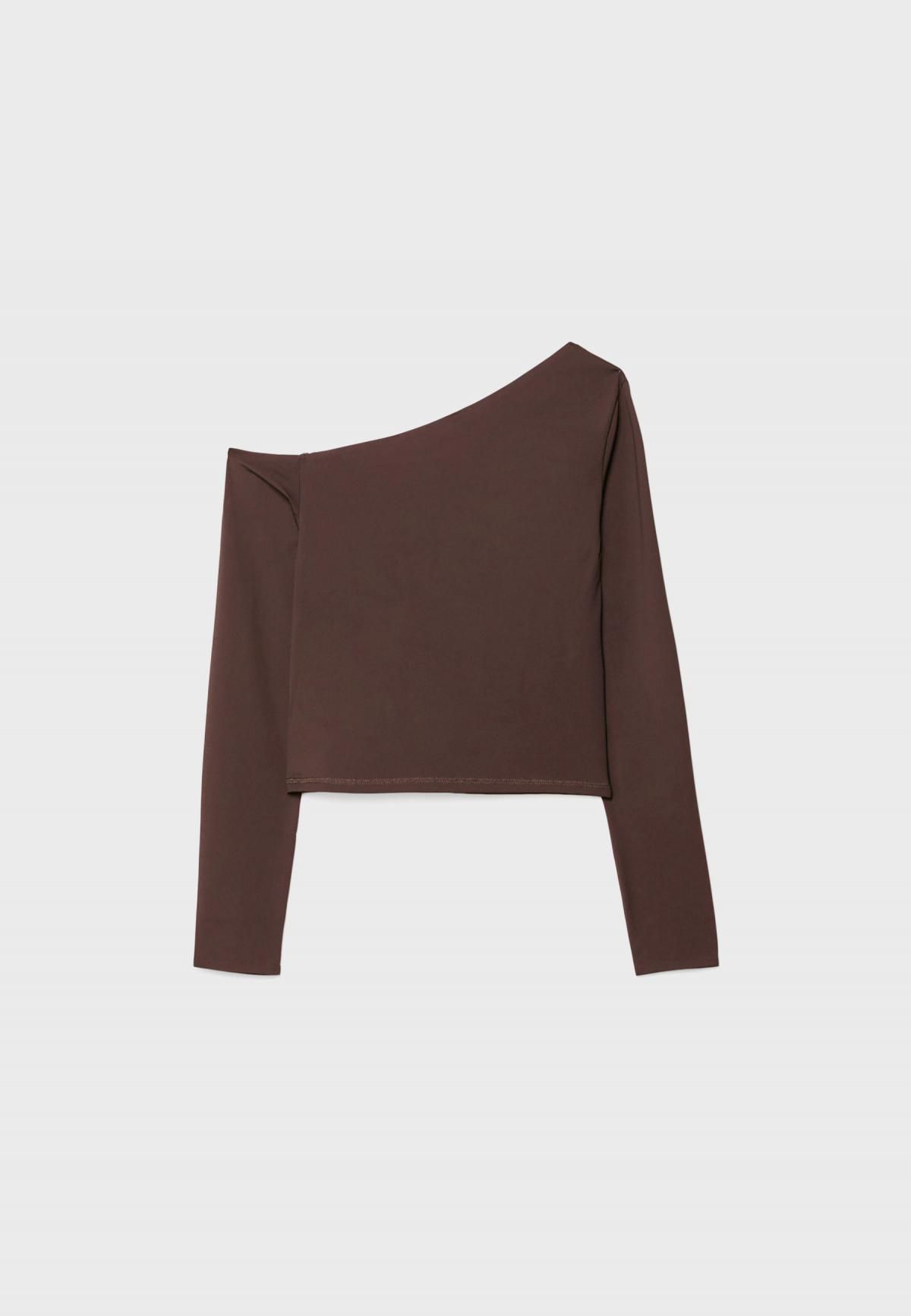 스트라디바리우스 비대칭 숄더 폴리아미드 긴팔 티셔츠 8688/727 BROWN - 상세 이미지 2