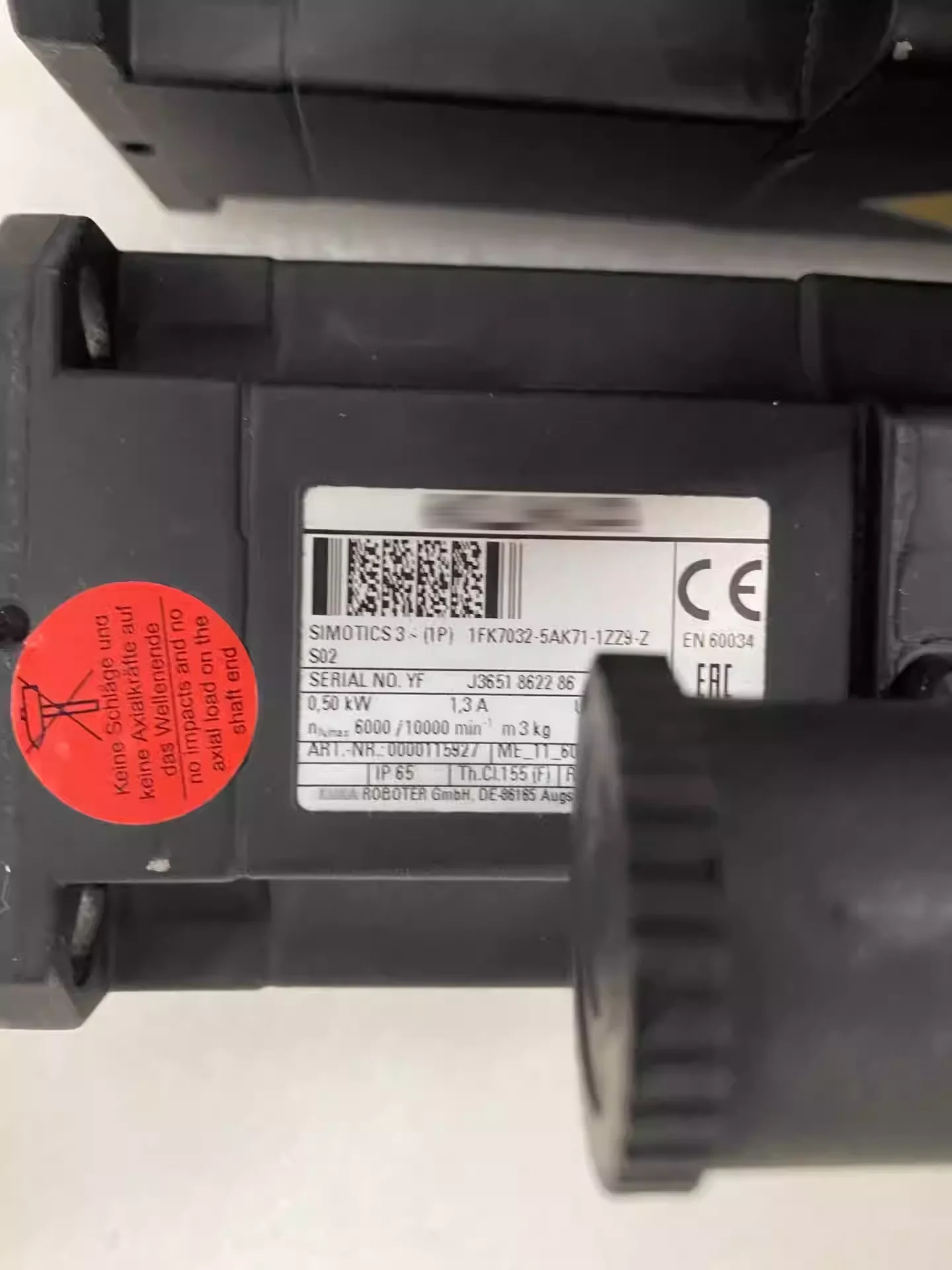 0.5kw 본체 모터 00-115-927 1FK7032-5AK71-1ZZ9-Z S02