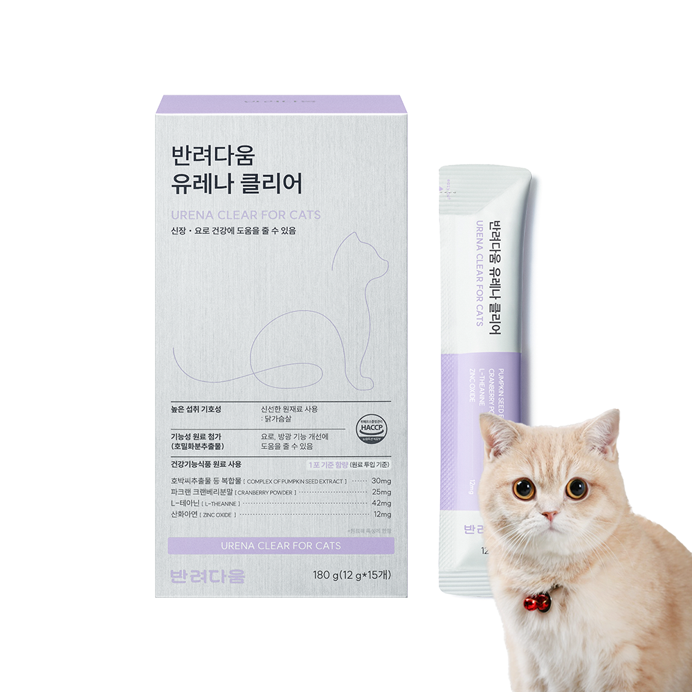 고양이 짜먹는 요로 신장영양제 유레나클리어 스트레스 케어 닭가슴살 12g 15개입, 1개 - 상품 이미지