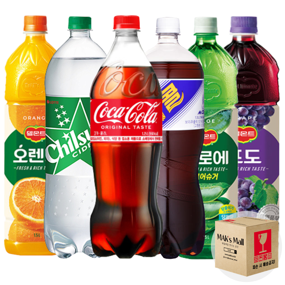 사무실 탕비실 음료수 1.5L 제로 코카콜라 칠성 환타 포카리 식혜 오렌지 6입 각1개씩 이미지 6