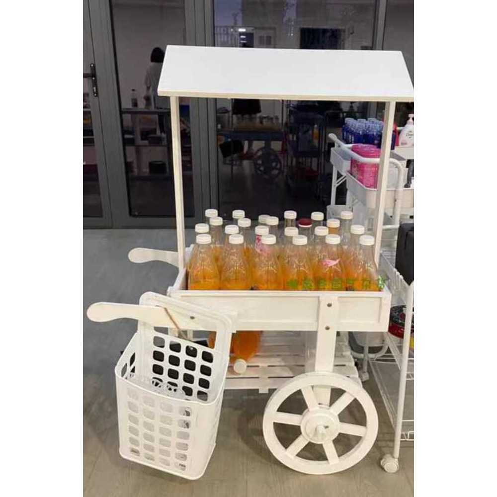 꽃마차 손수레 카트 인테리어 원목 정원 대형 전시용 120cm - 상품 이미지