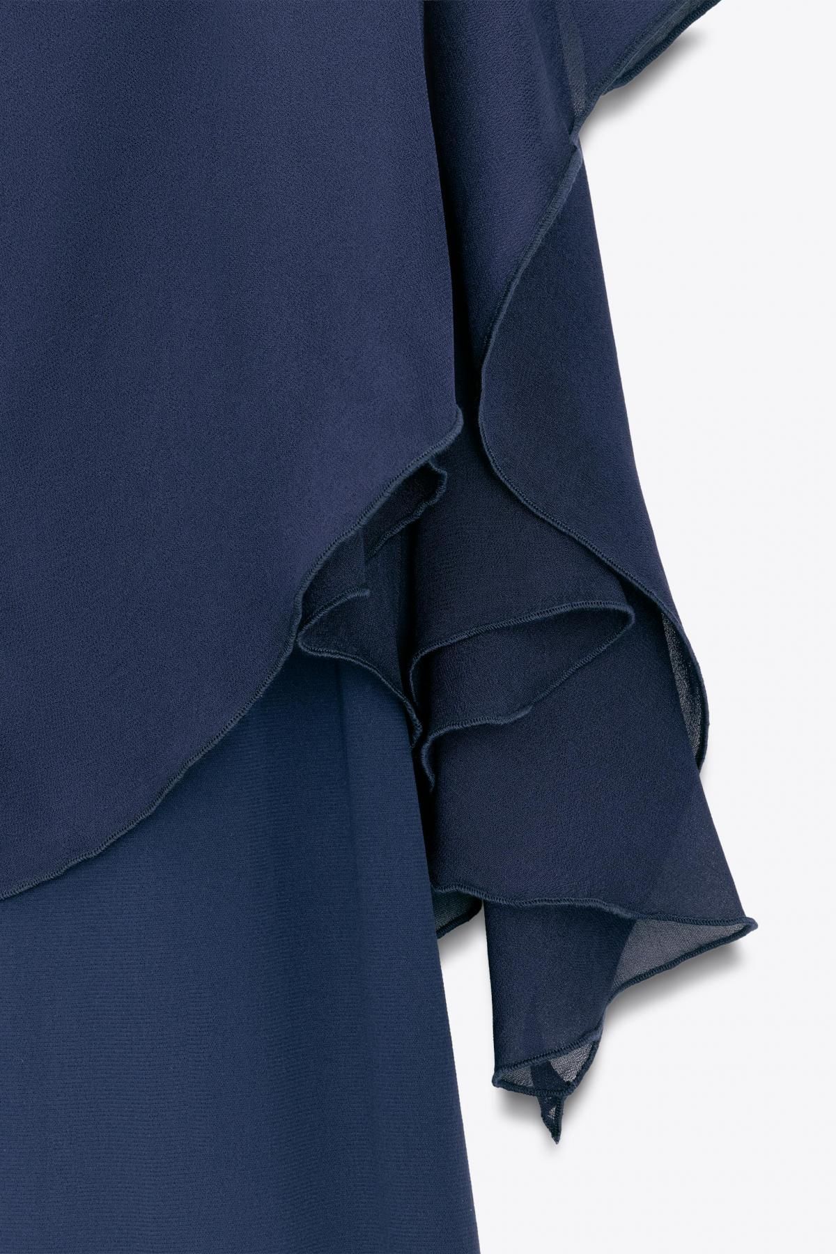 자라 케이프 플리츠 브이넥 롱 원피스 8260/004 NAVY BLUE - 상세 이미지 4
