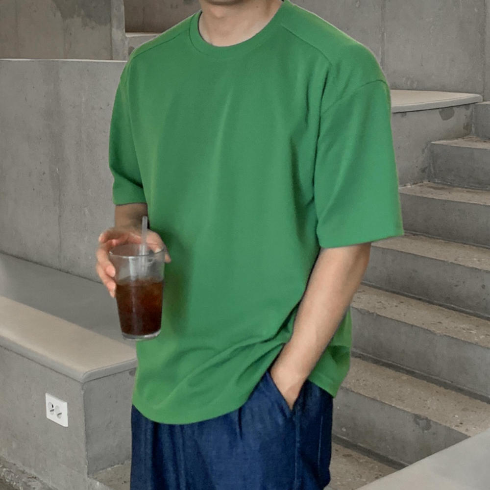 1+1 남자 타페 오버핏 여름 쿨링 와플 절개 반팔티 빅사이즈까지 - 상세 이미지 2