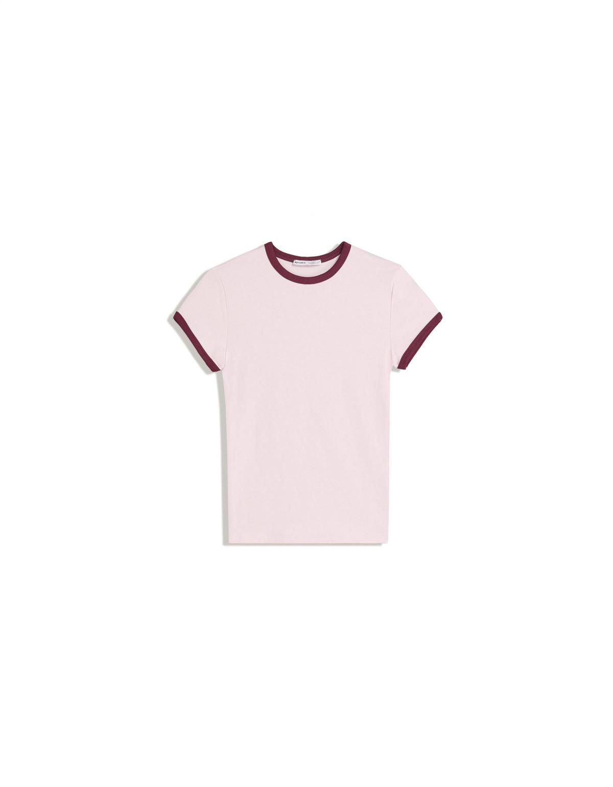 버쉬카 배색 라운드넥 반팔 티셔츠 7541/152 PINK - 상품 이미지