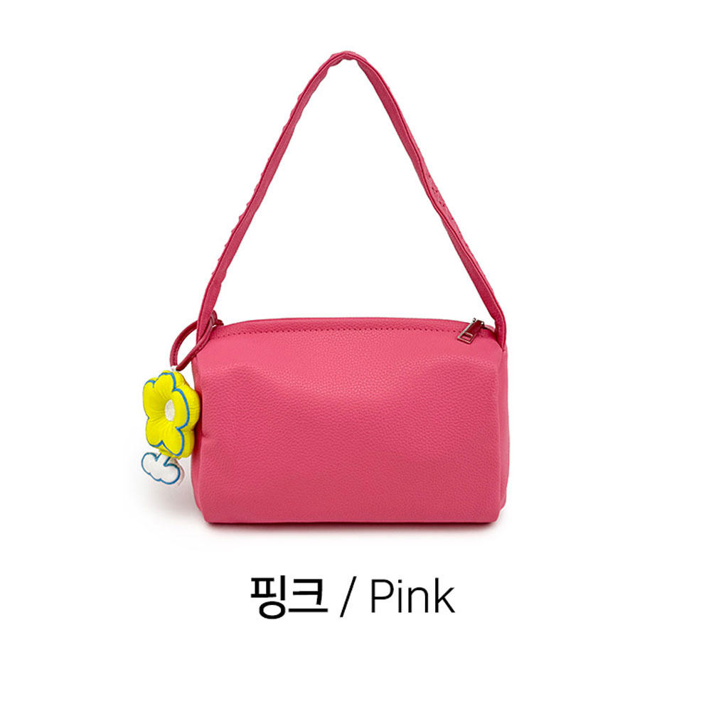 심플한 둥근사각 미니 숄더백 작은 스몰 레더 위빙 스트랩 숄더백 바게트백 데일리가방 - 상세 이미지 5