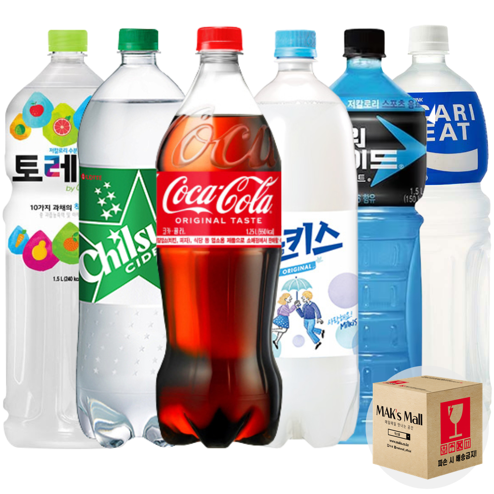 사무실 탕비실 음료수 1.5L 제로 코카콜라 칠성 환타 포카리 식혜 오렌지 6입 각1개씩 - 상세 이미지 3