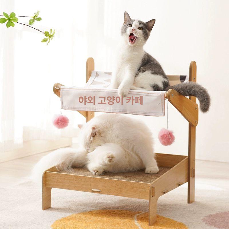 원목 고양이 해먹 캣타워 스크래쳐 포근 고양이침대 페이 장의자 - 상세 이미지 3