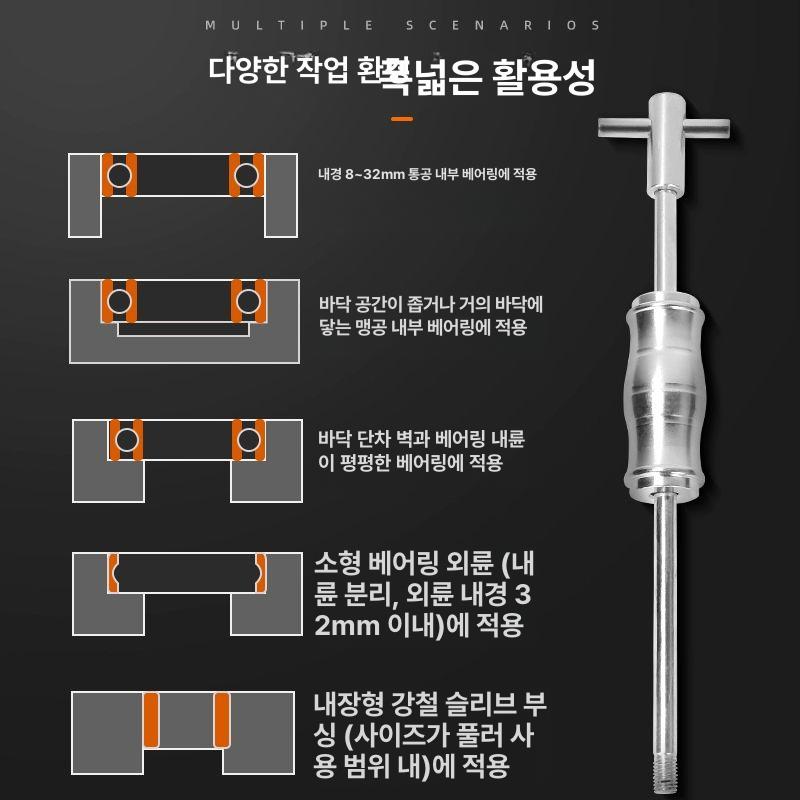 내경 베어링풀러 탈착기 빼는공구 베아링 추출 센터 3조 클램프형 슬라이딩 해머 풀러 세트 - 상세 이미지 3
