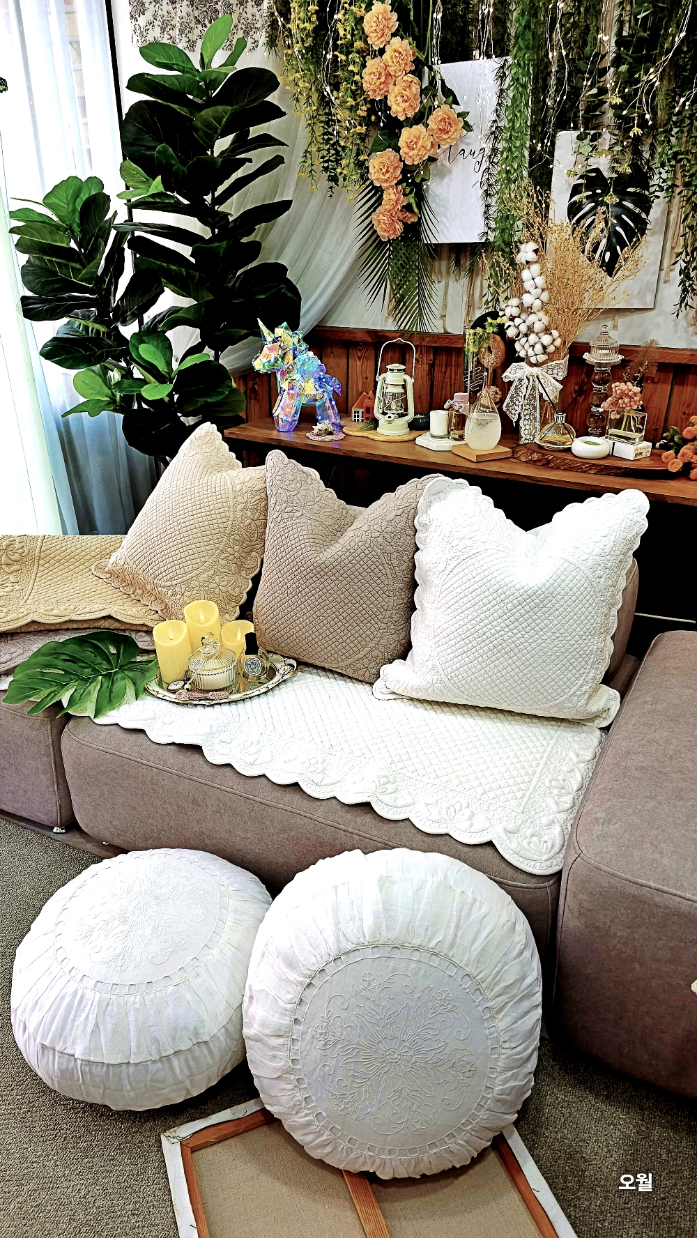 리안 린넨 북유럽쿠션 둥근 사각 수입 쿠션커버50