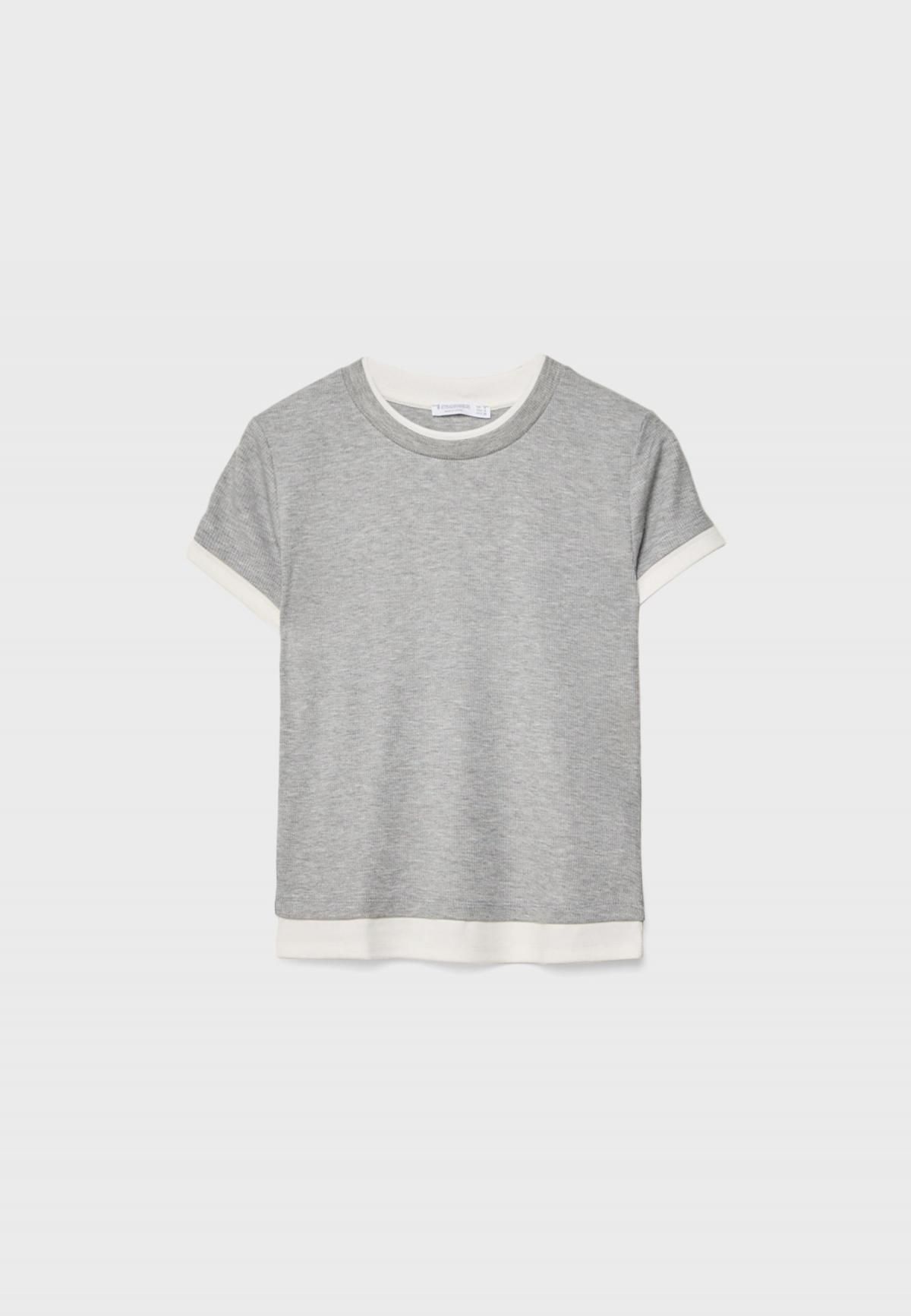 스트라디바리우스 레이어드 테크니컬 라운드넥 반팔 티셔츠 6645/893 GREY MELANGE - 메인 이미지