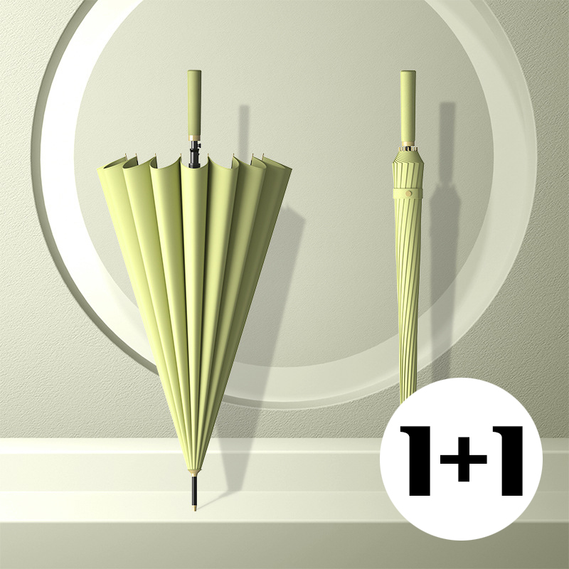 [1+1] 튼튼한 장우산 자동 고급 양산 말차그린 자외선차단 골프 커플 선물