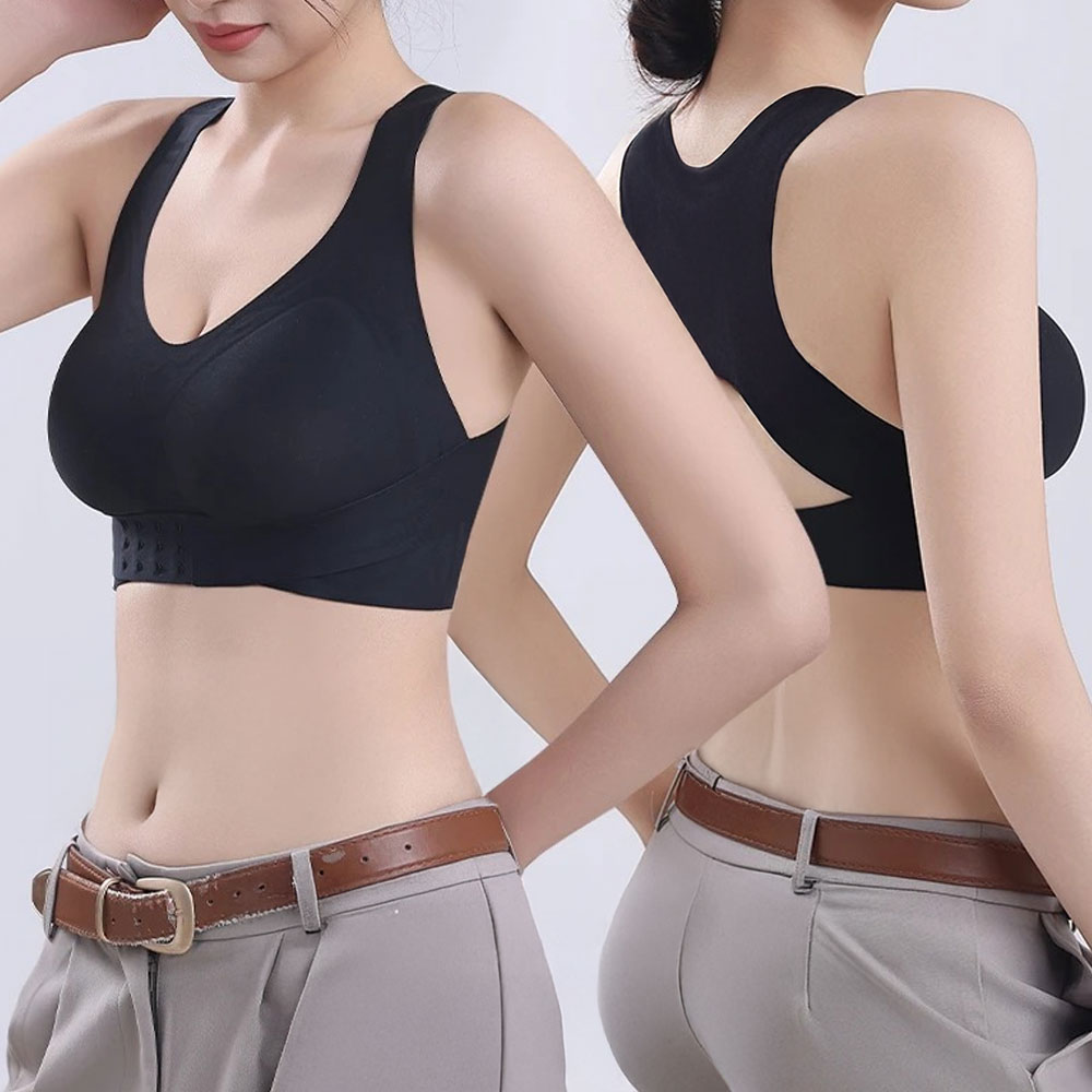 자세 교정 심리스 처진가슴브라 큰 벌어진 새 모아주는 앞후크브라렛 이미지 7