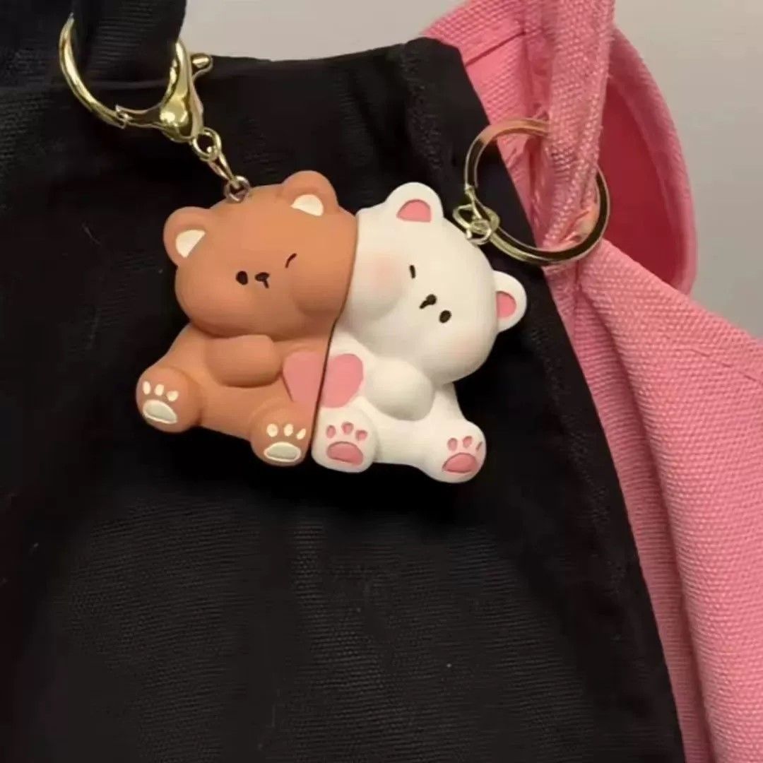 커플 곰돌이 자석 인형 키링 키홀더 참 백참 가방 백 열쇠고리 꾸미기 쓸테없는 친구 우정 커플 선물 커플템 우정템 - 상품 이미지