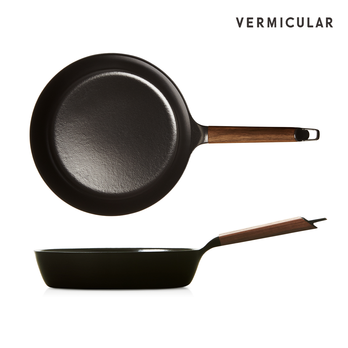 [깊은팬] 버미큘라 주물 법랑 무쇠 프라이팬 28cm, 월넛