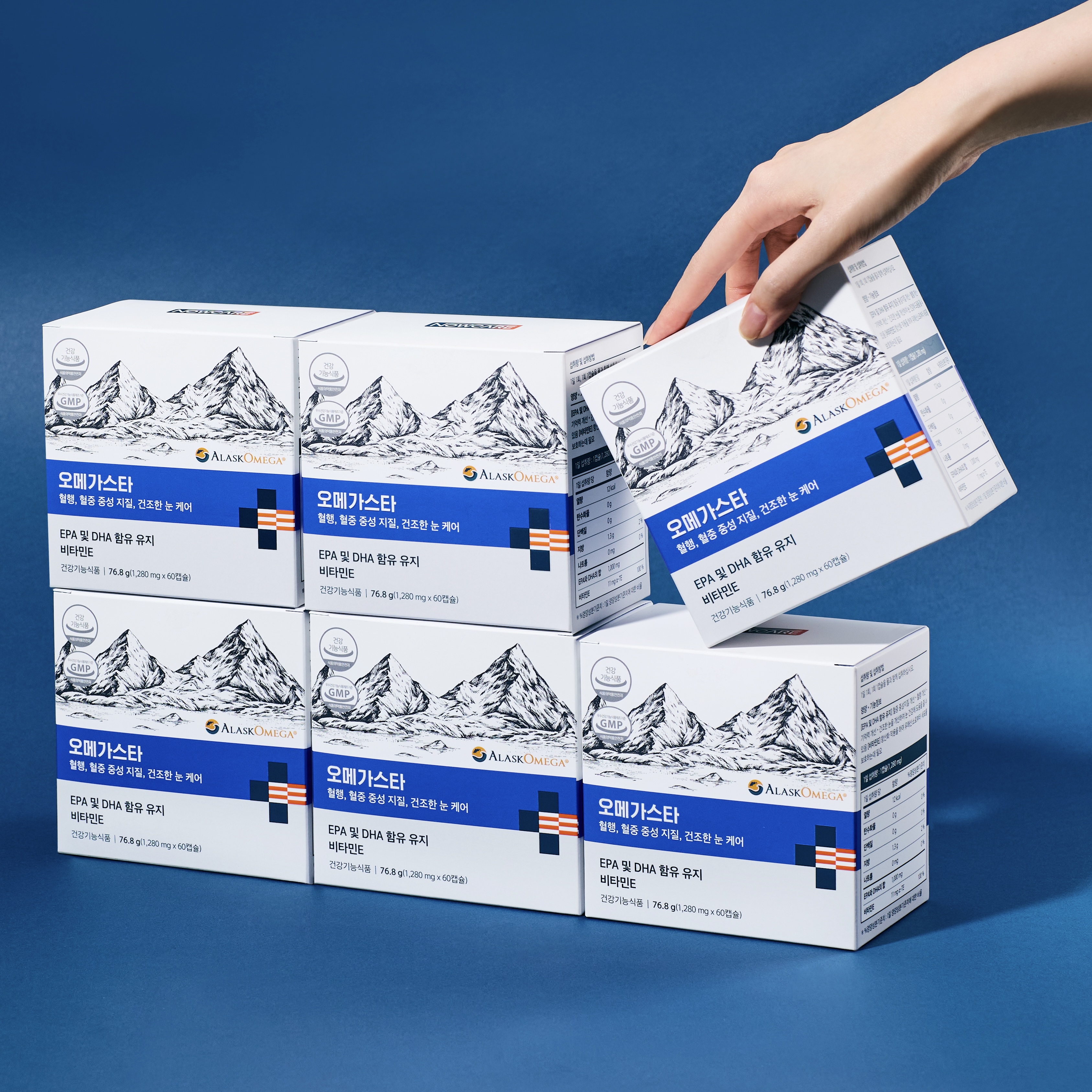 [12개월분] 오메가스타 신선한 알래스카 오메가3 비린내 없는 장용성캡슐 순도80% 60캡슐, 6개