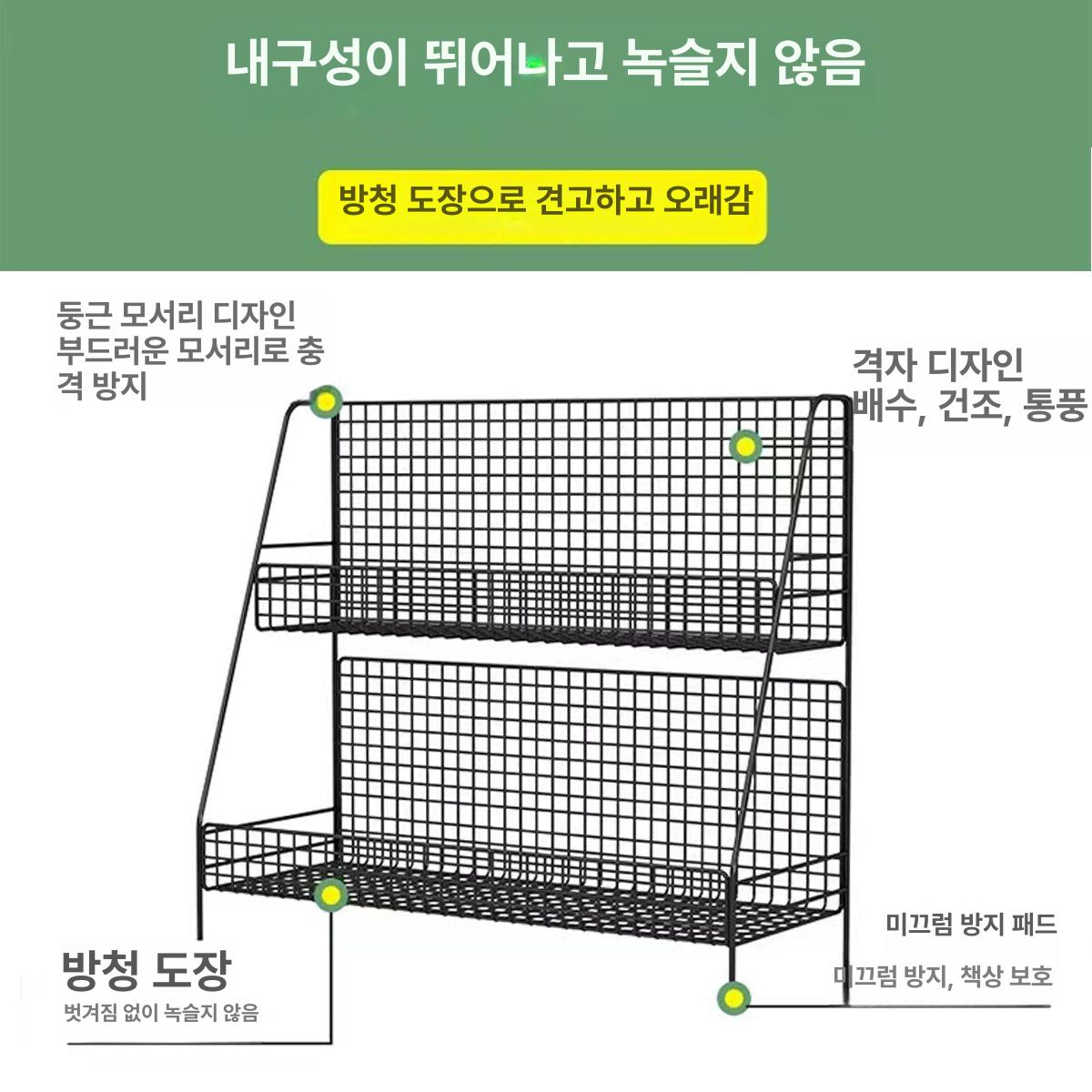 리본걸이 리본거치대 포장 공방 정리대 정리 선반 메쉬랙 탄소강 메쉬 선반 3단 대형 화이트 - 상세 이미지 4