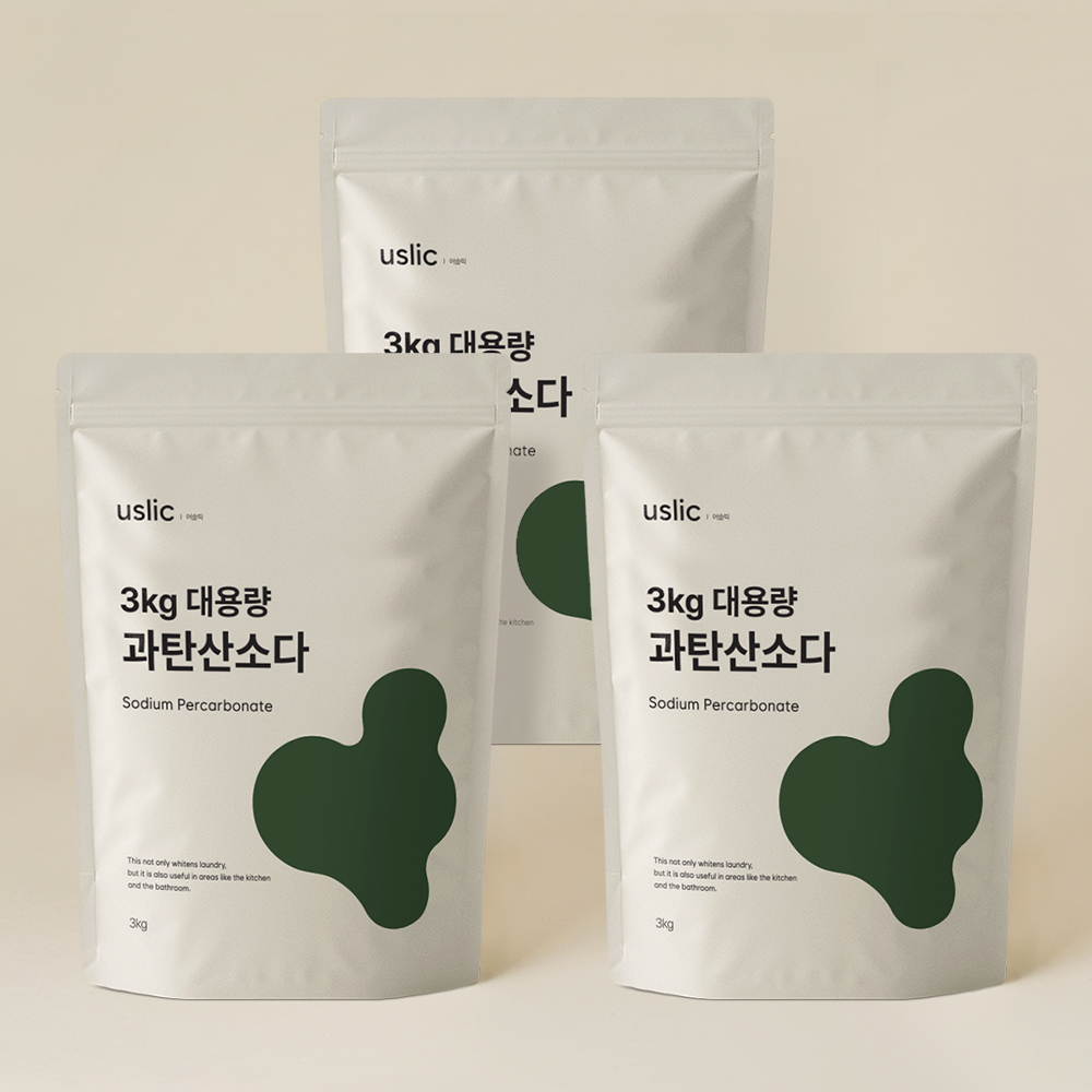 어슬릭 국내산 과탄산소다 살균표백 흰색옷 누런때 하얗게 세탁조 배수구청소 3kg, 3개 - 상품 이미지