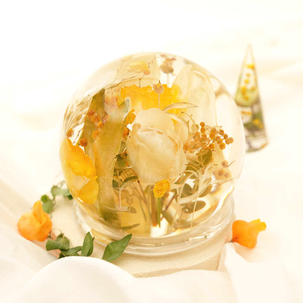 하바리움 용기 유리 원형돔 우드 유리볼 우드볼 조명돔 조명볼 제품 이미지