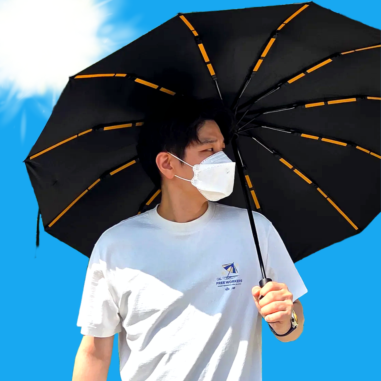 라떼라떼 남자양산 암막 3단 반자동 자외선차단 양산 양우산 12살 - 상품 이미지