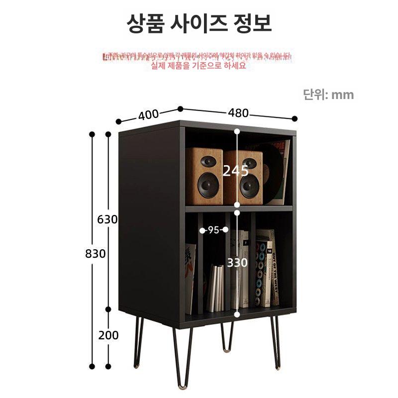 LP 장식장 턴테이블 스토리지 캐비닛 협탁 진열장 거실 호두색 48x40x83 - 상세 이미지 5