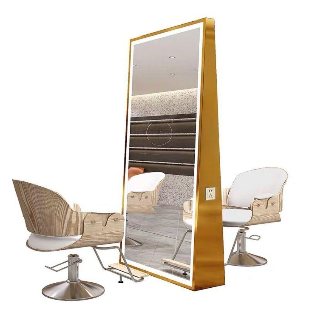 양면경대 거울 LED 조명 살롱 대형 헤어샵 뷰티샵 스텐 실버 200x80cm - 상품 이미지