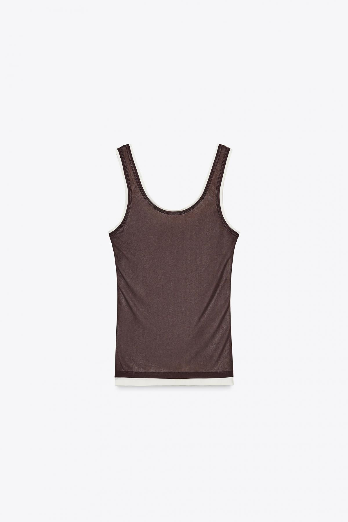 자라 레이어드 더블 스트랩 민소매 티셔츠 1067/451 BROWN - 메인 이미지