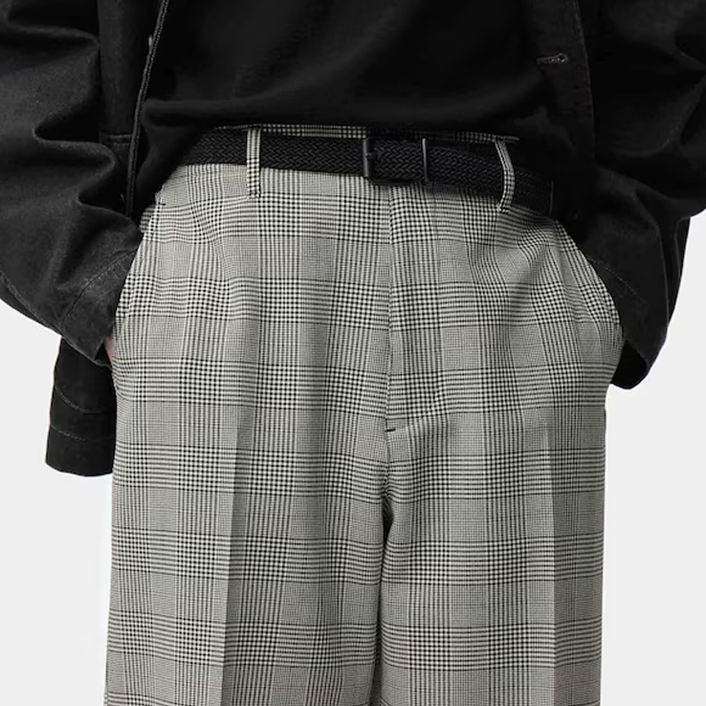 지유 바지 와이드 체크 슬랙스 EC 78.5cm 팬츠 359669 - 상세 이미지 4