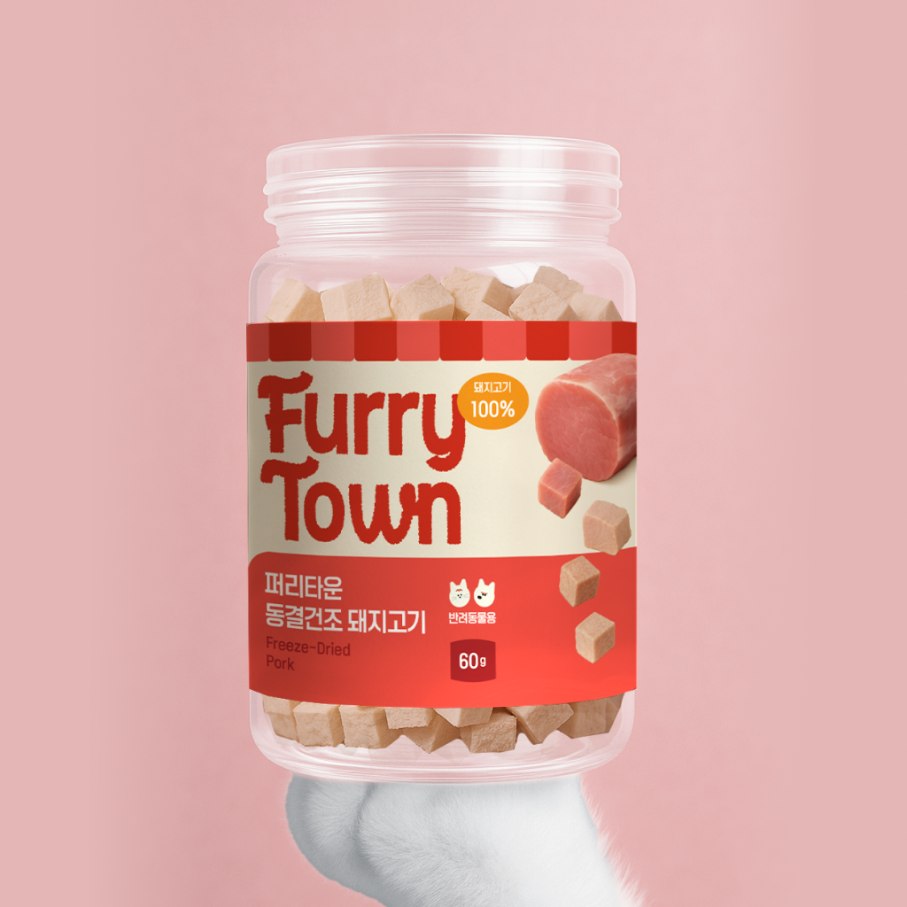 퍼리타운 동결건조 간식 돼지고기 60g 강아지 고양이 피로회복 기력보충 고단백 체력증진