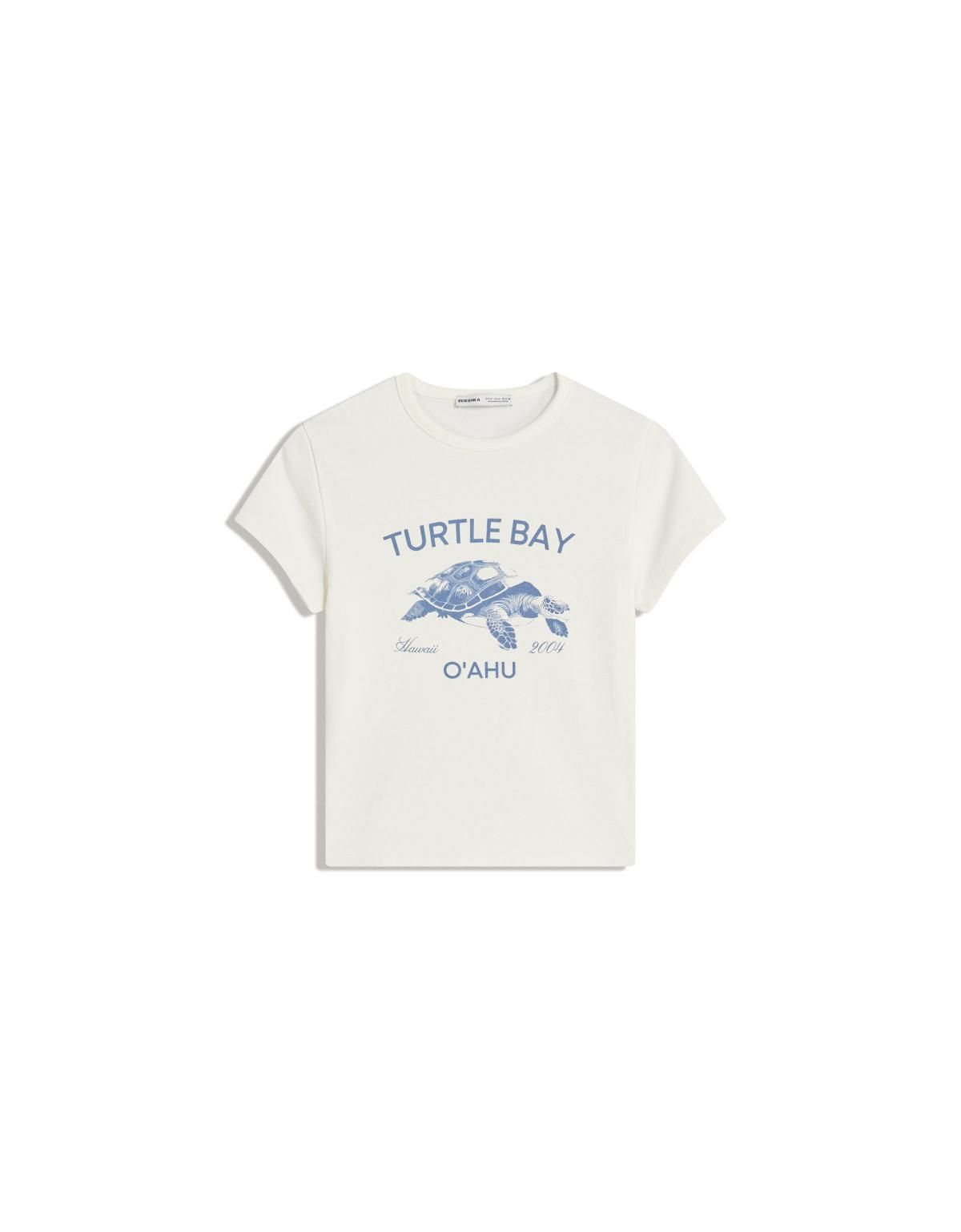 버쉬카 그래픽 프린트 베이직 반팔 티셔츠 7801/152 OFF WHITE - 상품 이미지