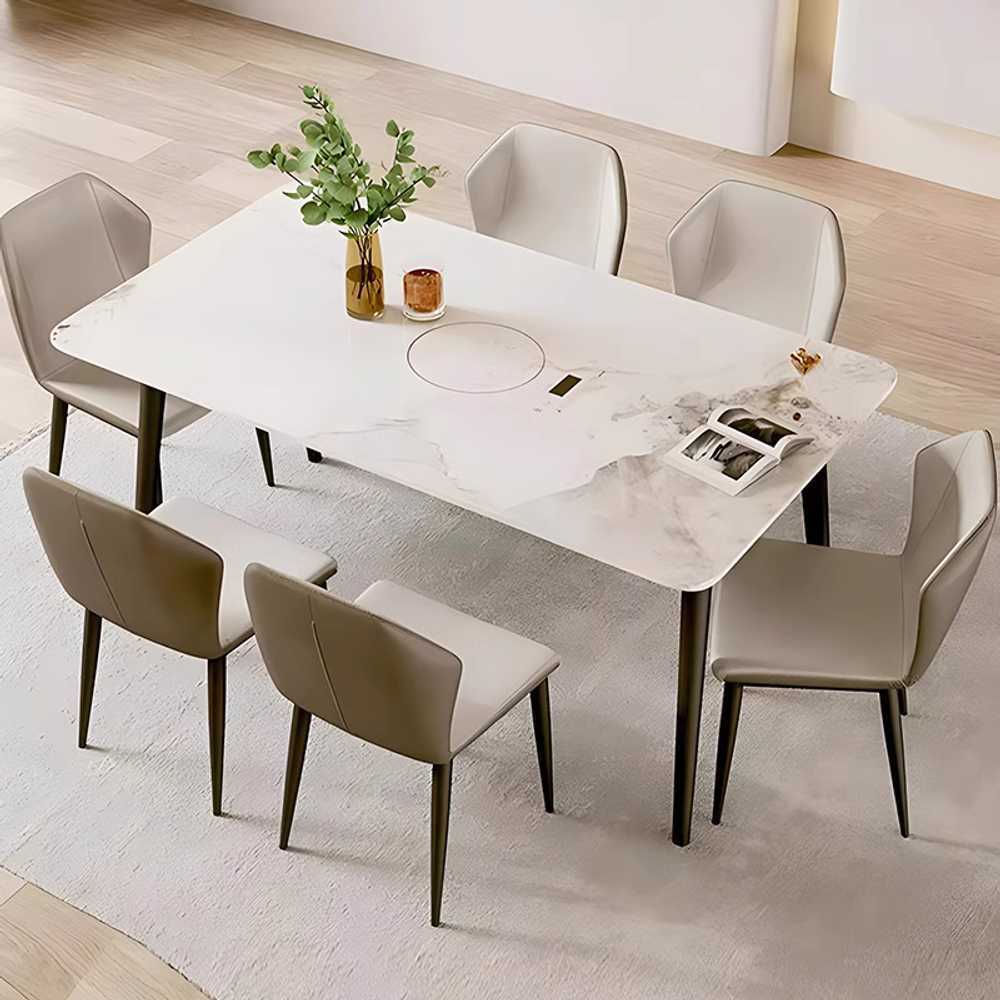인덕션식탁 불판테이블 세라믹 마블 기능성 깔끔한 화이트 무화구 120x75cm - 상품 이미지