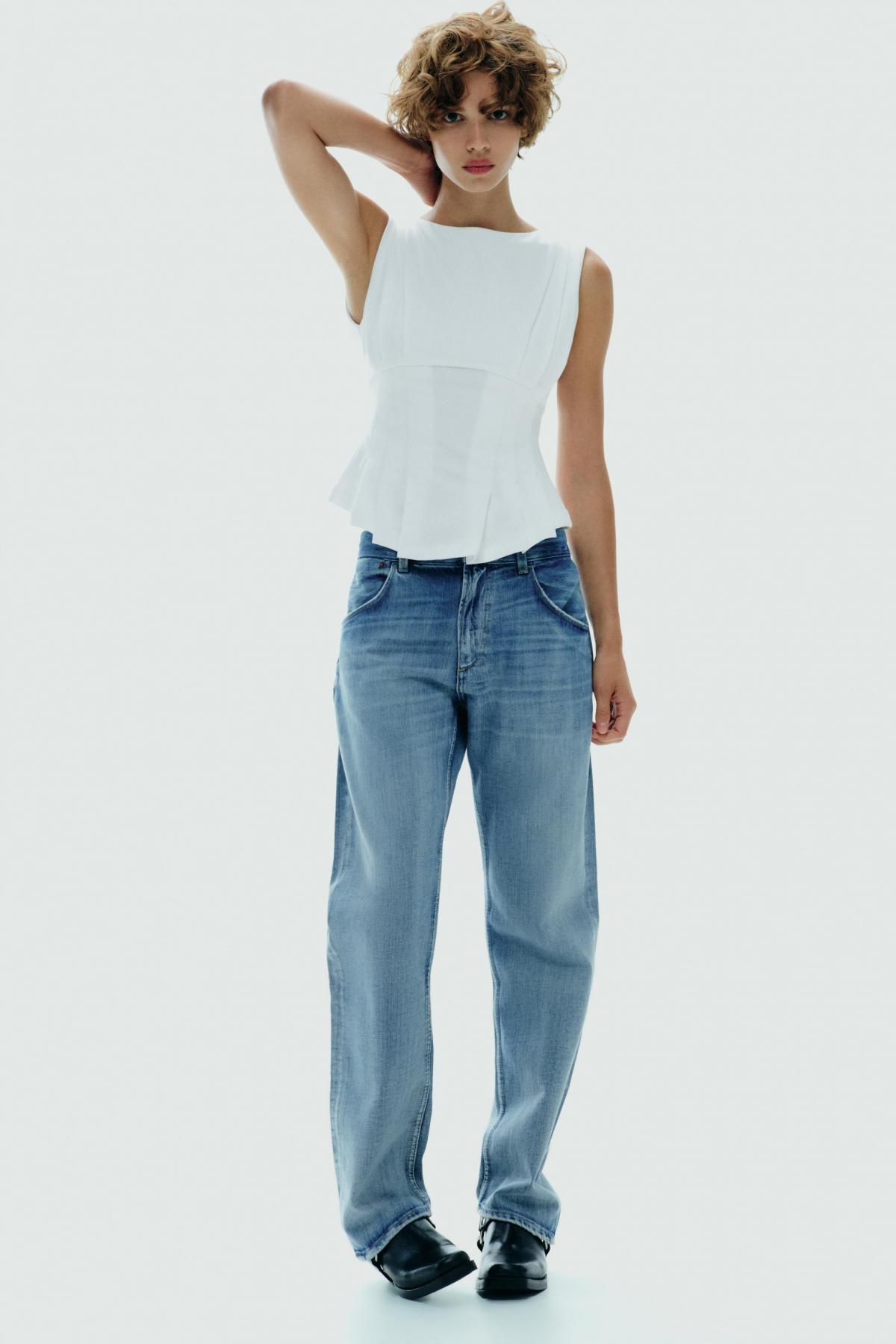 자라 플리츠 민소매 지퍼 티셔츠 3253/802 WHITE - 상세 이미지 2