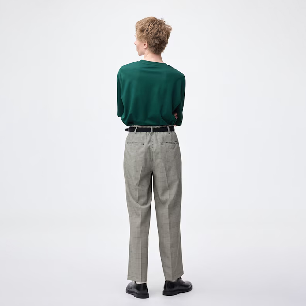 지유 바지 와이드 체크 슬랙스 EC 팬츠 358517 - 상세 이미지 3
