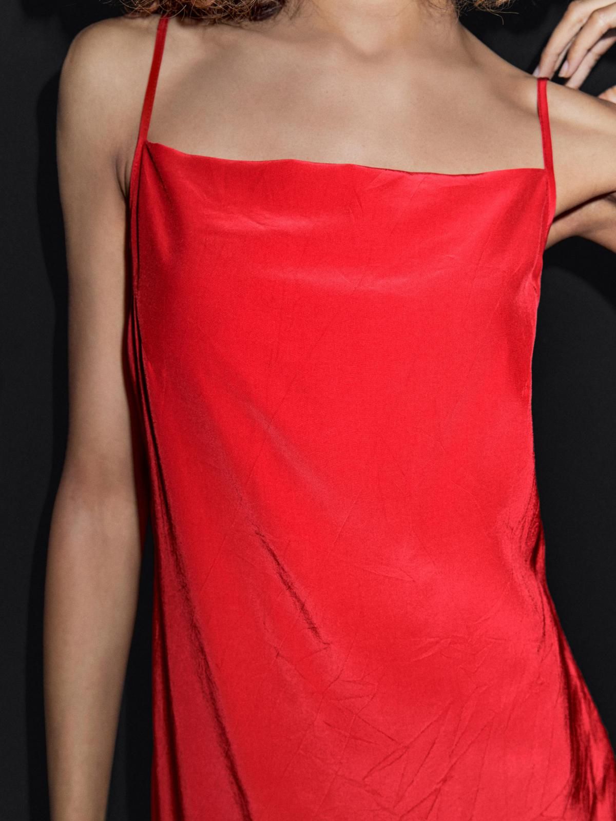 마시모두띠 스트랩 미디 스트레이트넥 레드 원피스 6691/504 RED - 상세 이미지 3