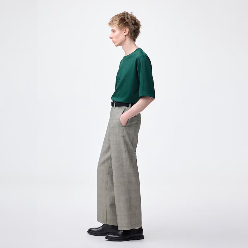 지유 바지 와이드 체크 슬랙스 EC 팬츠 358517 - 상세 이미지 2