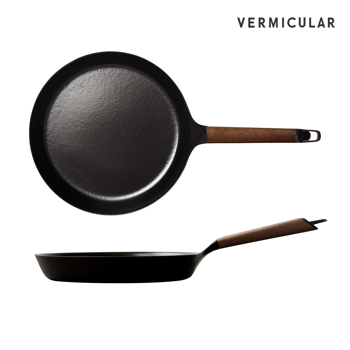 [일반팬] 버미큘라 주물 법랑 무쇠 프라이팬 28cm, 월넛